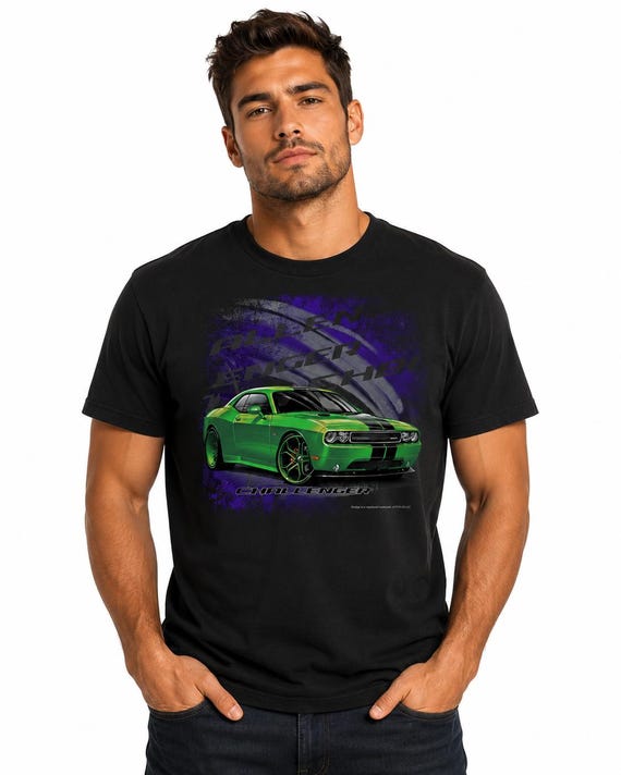 Lime Green Dodge Challenger 2011 SRT on Black T-shirt - 3XL - Etsy