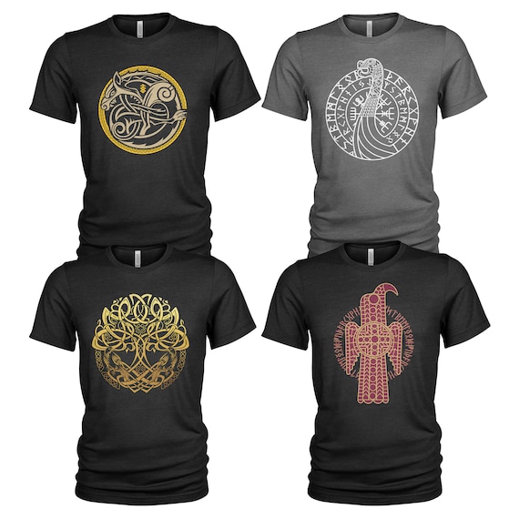 T-shirt Vichinga Personalizzata Nome in Rune Futhark Blu L Valhalla