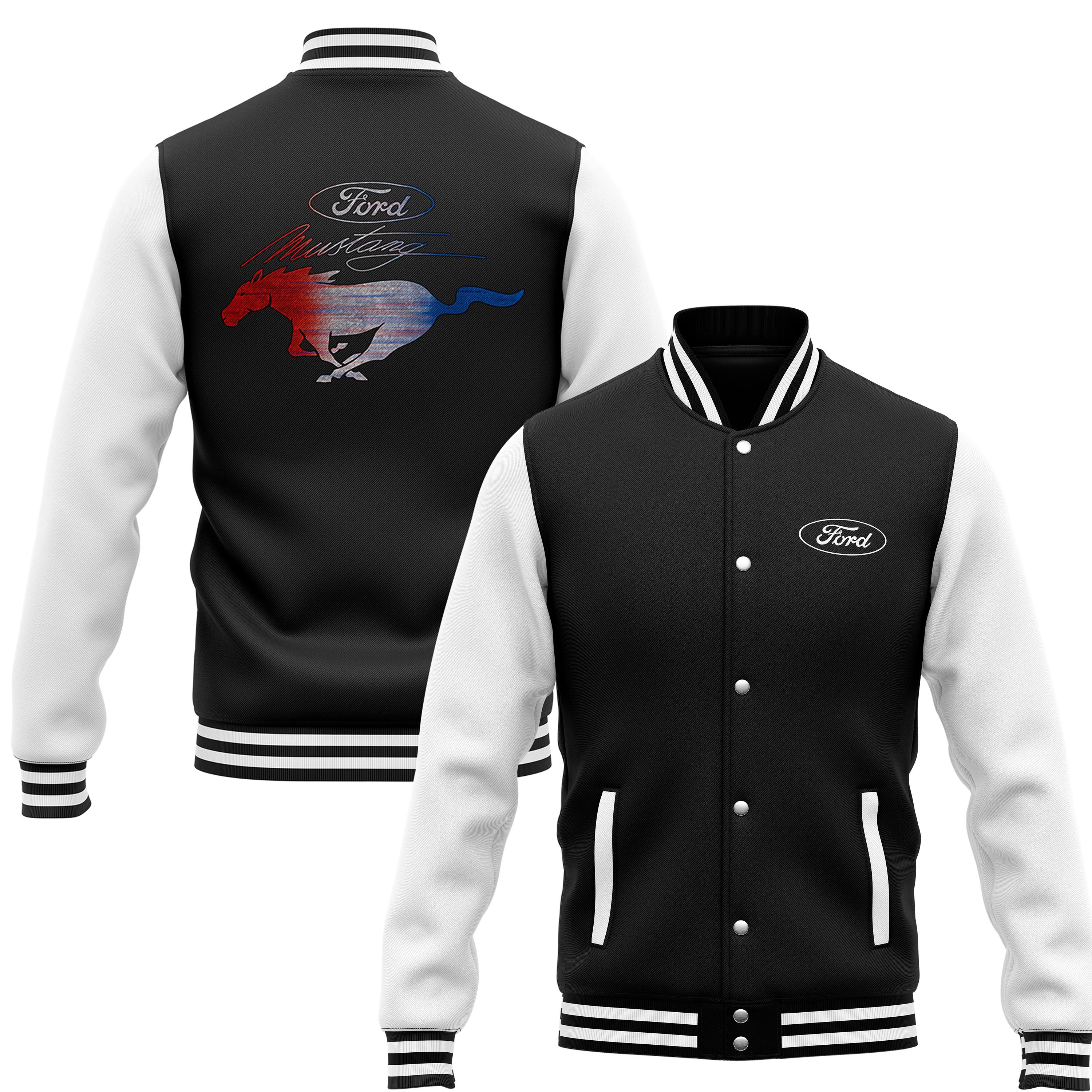 Ford Mustang Classic Red White & Blue Varsity Baseball Jacket - Etsy