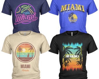Miami Beach South Beach Summer Holidays Men&#39;s 4 Pack Crew Neck T Shirts #4075