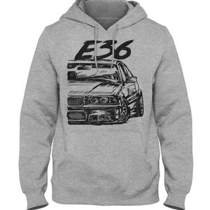 E36 Hooded Sweatshirt M3 Hoodie Auto Racing Hoodie E36 Hoodie German Car Hoodie Heather Grey