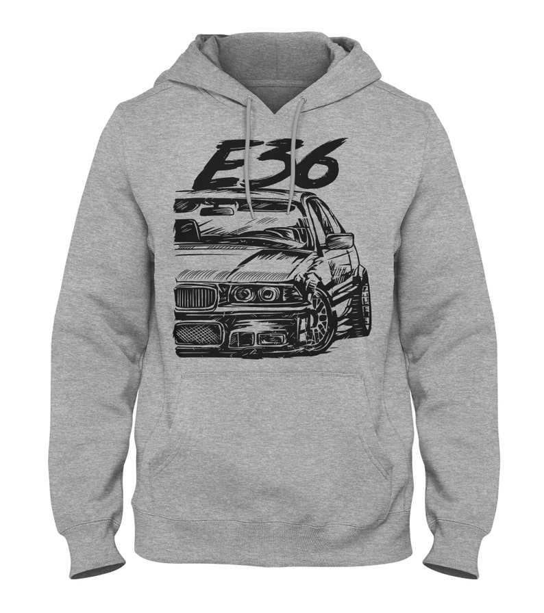 E36 Hooded Sweatshirt M3 Hoodie Auto Racing Hoodie E36 Hoodie German Car Hoodie Heather Grey