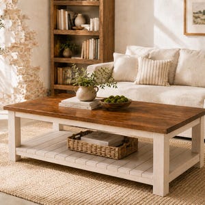 Solid Wood Coffee Table – 18th Century Colonial Style – Handmade Living Room Table