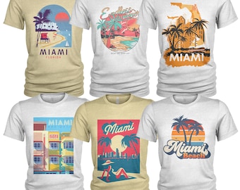 Paquete de 6 camisetas de cuello redondo para hombre, estilo Miami Summer