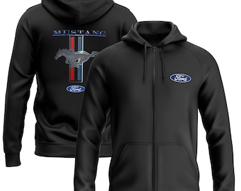 Felpa con cappuccio e zip Tribar 50 anni con licenza ufficiale Ford Mustang