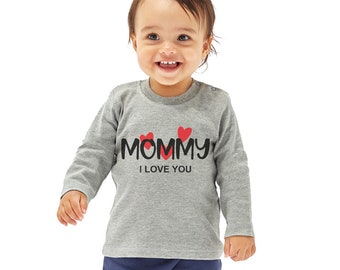 T-shirt à manches longues Mommy I Love You Babys avec Neck Popper 3 mois à 24 mois