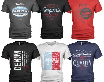 Raw & Denim Men&#39;s Casual Jeanswear 6 Pack Crew Neck T Shirts