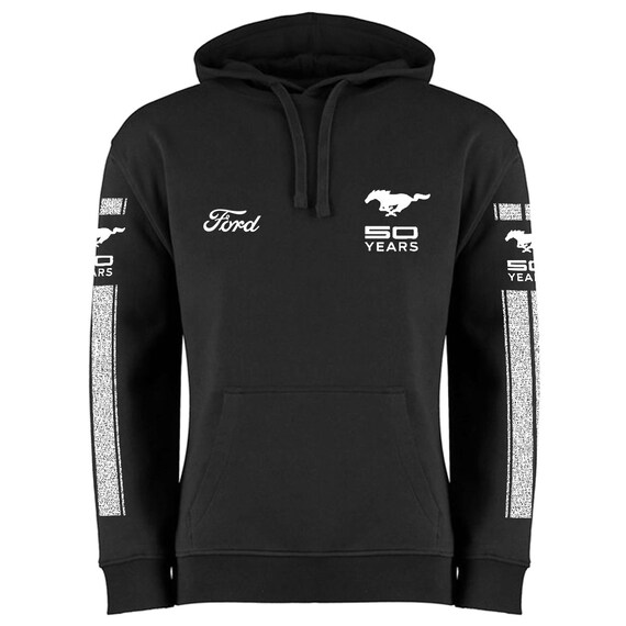 Sweat à Capuche Mustang - Logo Tribar Blanc, Coupe Classique, Col Tissé, 241 G - 7