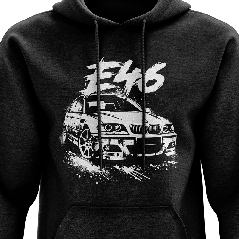 E46 M3 Grunge zwarte hoodie afbeelding 2