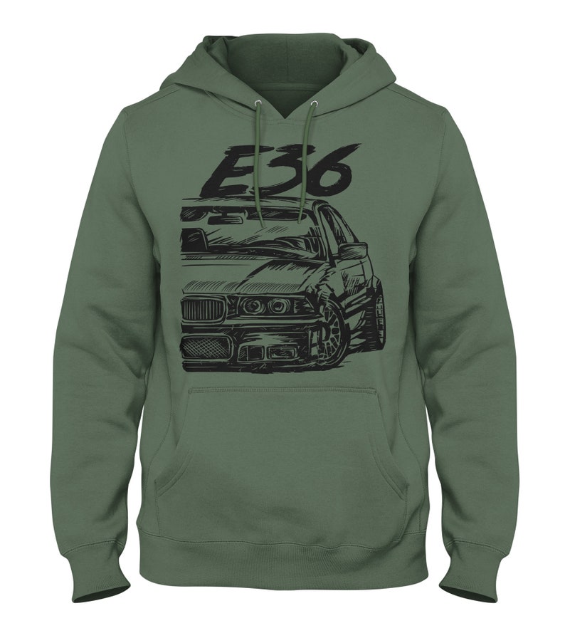 E36 Hooded Sweatshirt M3 Hoodie Auto Racing Hoodie E36 Hoodie German Car Hoodie Military Green