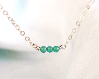 Agate Necklace Sterling Silver or 14K Gold Filled May Birthstone Natural Gemstone Choker Everyday Dainty Jewelry Handmade Gift For Wife