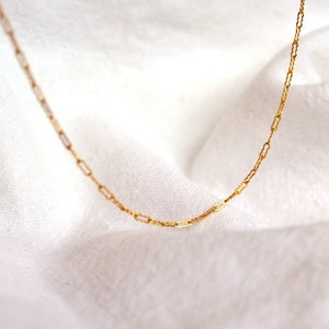 Custom Length Solid 14k Gold Dainty Chain Necklace in Yellow Gold Paperclip Minimalist Everyday Fine Jewelry Handmade Gift for Woman