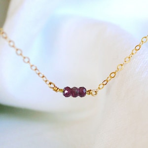 Natural Ruby Necklace 14K Gold Filled or Sterling Silver July Birthstone Gemstone Choker Everyday Dainty Jewelry Handmade Gift For Wife