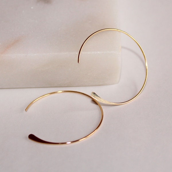 Minimal Gold Hoop Earrings, 1 inch, 14K Gold Filled or Sterling Silver, Lightweight, Everyday Jewelry, Non tarnish non fading Gift For Wife