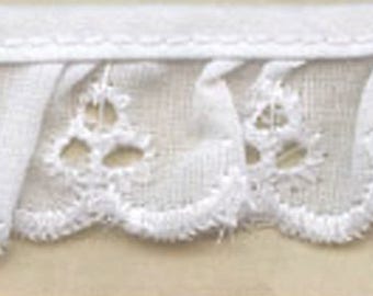 White Flat Scalloped Eyelet Lace Trim-.75" Wide-Doll-Lingerie-Sewing-SOFT BTY 