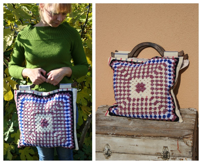 crochet canvas bag