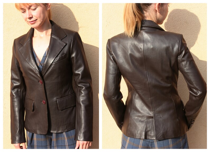 Leather Jacket Women Blazer Vintage Brown 90s Does 70s Coat