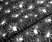 halloween fabric Spider In Web Black craft fabric