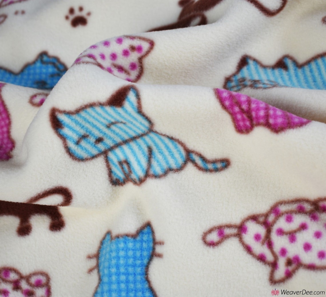Polar Fleece Fabric Kittens cat White winter childrens Etsy