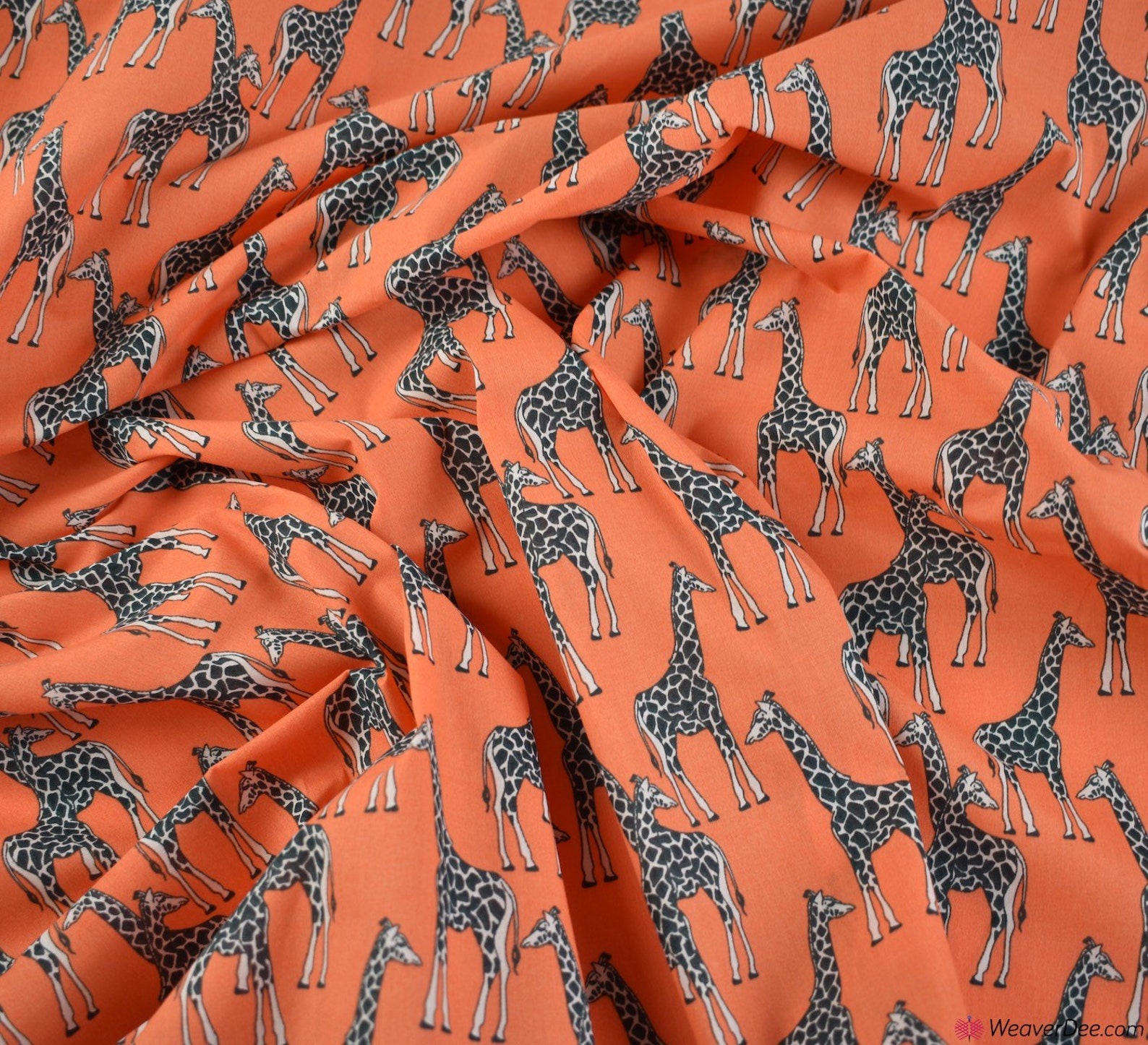 Giraffe print fabric on orange Premier Print Poly Cotton Etsy