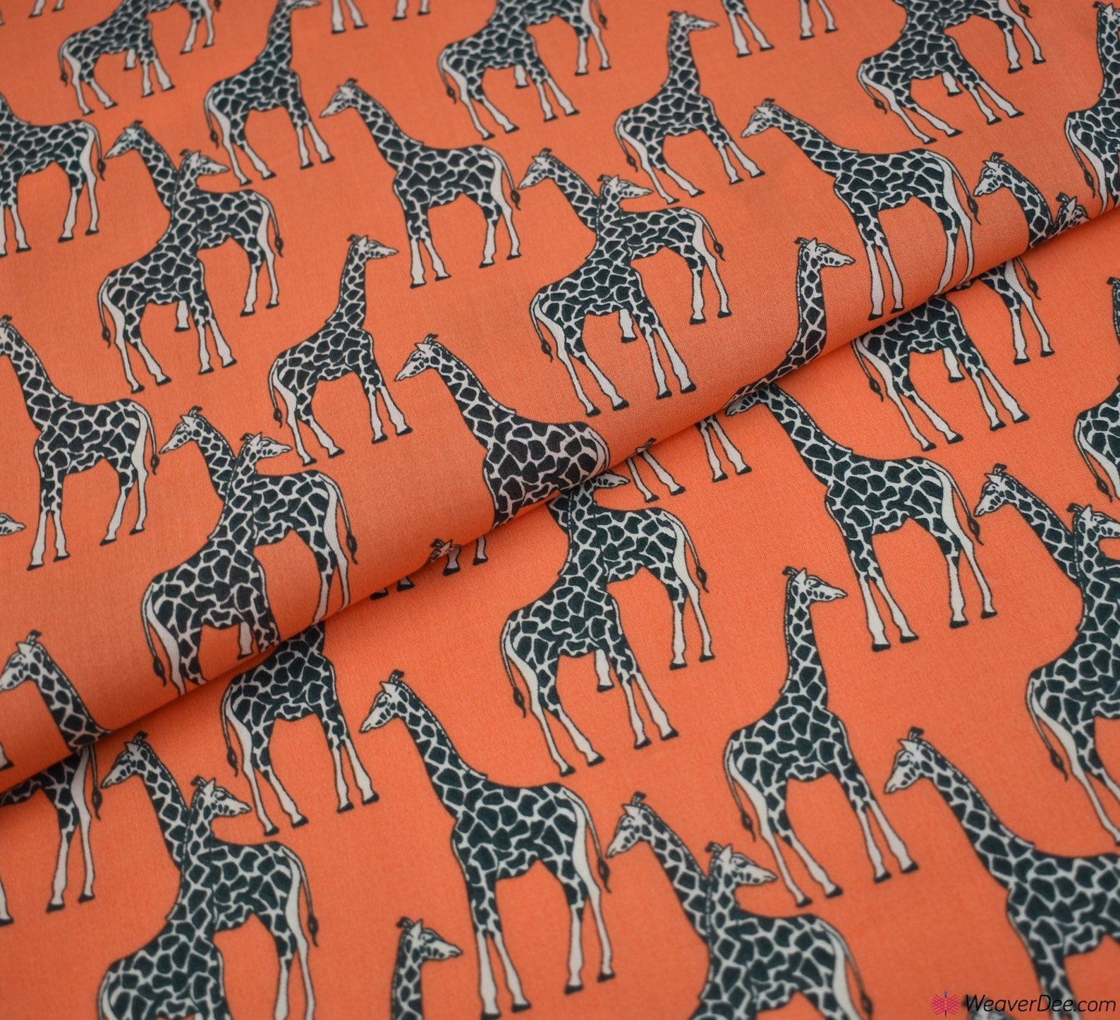 Giraffe print fabric on orange Premier Print Poly Cotton Etsy
