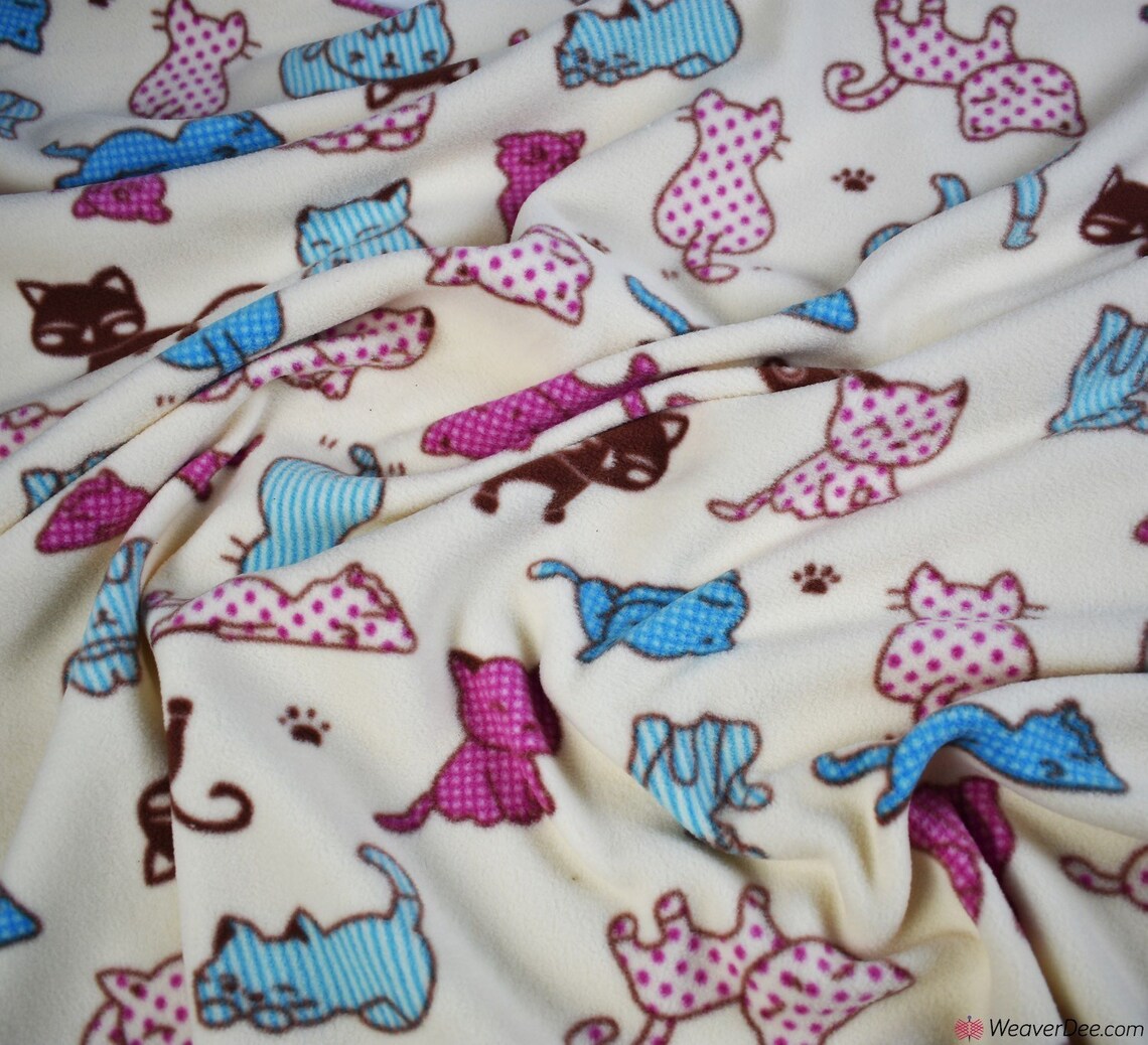 Polar Fleece Fabric Kittens cat White winter childrens Etsy