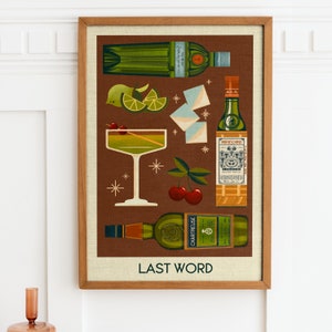 Impresión de cóctel de última palabra, póster de última palabra, arte de pared de bar, impresiones de arte de carrito de bar clásico, impresión retro, accesorios de bar imagen 4