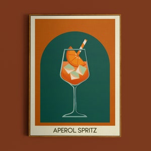Aperol Spritz Cocktail Print, Aperol Spritz Poster, Bar Wall Art, Klassieke Bar Cart Art Prints, Retro Print, Bar Accessoires