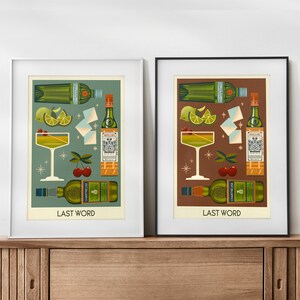 Impresión de cóctel de última palabra, póster de última palabra, arte de pared de bar, impresiones de arte de carrito de bar clásico, impresión retro, accesorios de bar imagen 7