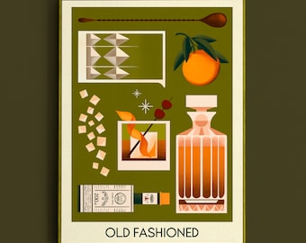 Lámina de cóctel antigua, Póster de cóctel, Póster de bar en casa, Arte colorido de bebida de cóctel, Arte de pared, Arte de pared de carrito de bar, Impresiones para bares