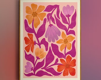 Arte de pared LGBTQIA+, colgante de pared floral, arte de pared lésbico, arte de pared wlw, estampado floral, cartel floral, impresiones LGBT, impresión moderna