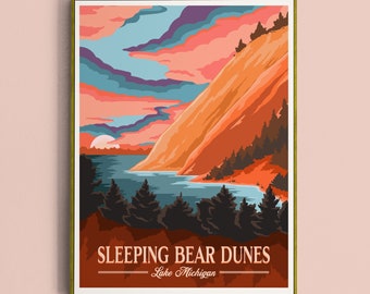 Lámina de Sleeping Bear Dunes, lámina de parque nacional, lámina de Michigan, lámina artística de Michigan, decoración de pared de Sleeping Bear, arte de Sleeping Bear Dunes