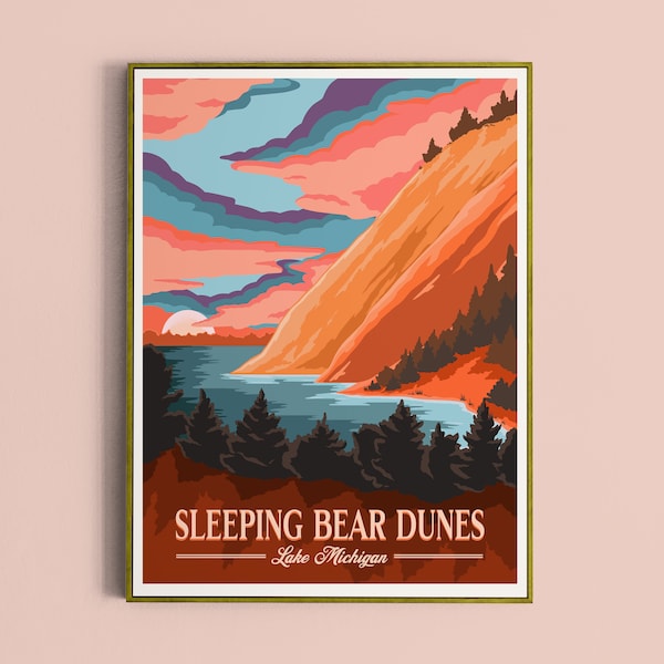 Impression des dunes de l'ours endormi, impression du parc national, impression du Michigan, impression d'art du Michigan, décoration murale ours endormi, art des dunes de l'ours endormi