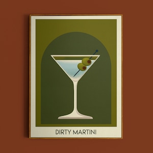Martini Cocktail Print, Martini Poster, Bar Wall Art, Klassieke Bar Cart Art Prints, Retro Print, Bar Accessoires