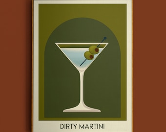 Martini Cocktail Print, Martini Poster, Bar Wall Art, Classic Bar Cart Art Prints, Retro Print, Bar Accessories