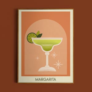 Margarita Cocktail Print, Margarita Poster, Bar Wall Art, Classic Bar Cart Art Prints, Retro Print, Bar Accessories