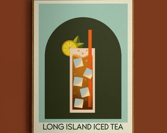 Long Island Cocktail Print, Cocktail Poster, Home Bar Poster, Cocktail Drink Colorful Art, Wall Art, Bar Cart Wall Art, Bar Prints