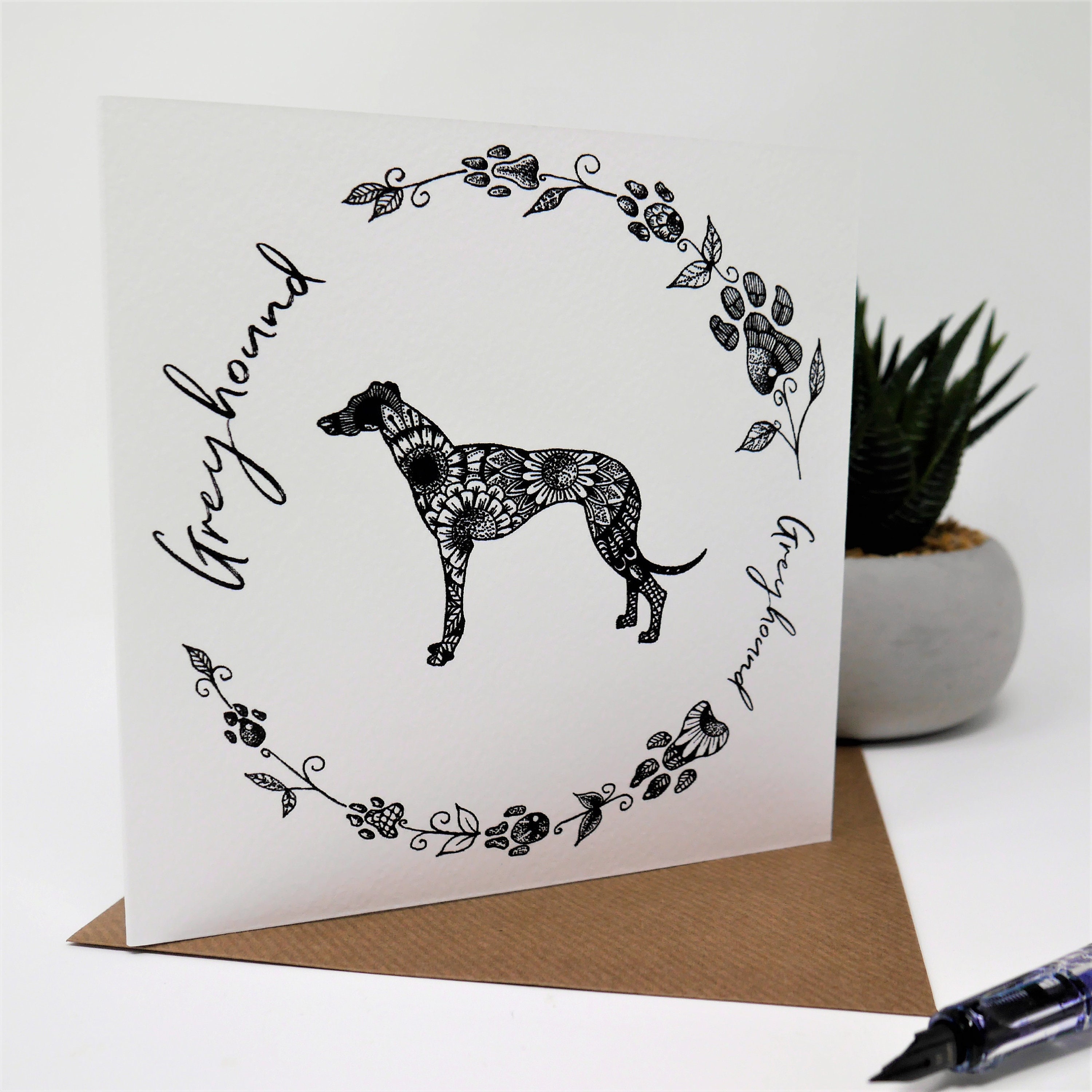 Greyhound Card Card Greyhound Gift Greyhounds Greyhound Etsy
