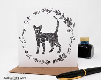Siamese, Siamese Cat, Cat, Cats, Cat Gift, Cat Valentine, Cat Card, Cat Gifts, Wedding, Birthday, Anniversary, Siamese Gift, Siamese Lover