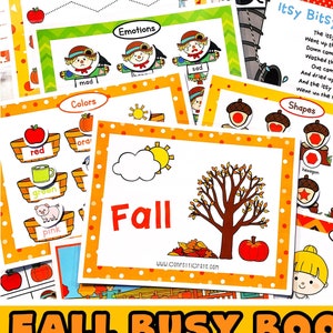 Fall Busy Book Printable for Toddlers, Preschool Printables, busy binder, learning binder, autumn busy book