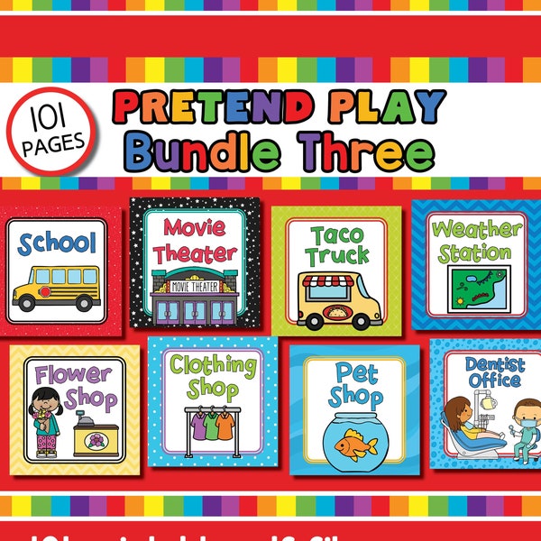 Pretend Play Printable Bundle #3, dramatic play printables, preschool activities, toddler activities, daycare printables, playdate ideas