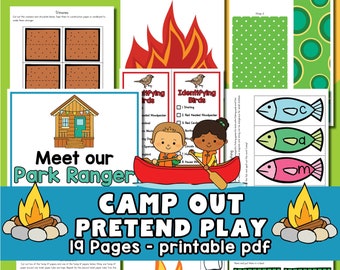 Camping Pretend Play Printable for kids, toddler activities, preschool activities, kindergarten teacher