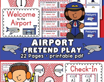 Airport Pretend Play Printable for kids, toddler activities, preschool printables, kindergarten, preschool teacher, prek, dramatic play