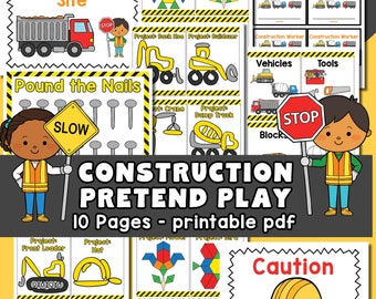 Construction Pretend Play Printables, construction site, dramatic play, preschool activities, toddler activities, kindergarten