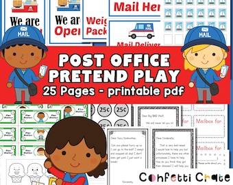 Post Office Pretend Play Printables, Dramatic play printable, role play, activities for kids, preschool teacher, play money, open ended play
