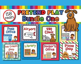 Pretend Play Printables Bundle #1, dramatic play printables, activities for kids, kids activities, play money, open ended play