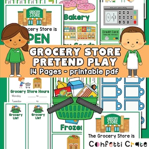Grocery Store Pretend Play Printables, grocery store dramatic play, preschool activities, playdate activities, toddler pretend, play money