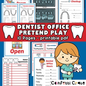 Dentist Pretend Play Printables, kids activities, dramatic play, pretend dentist office, toddler activities, kindergarten