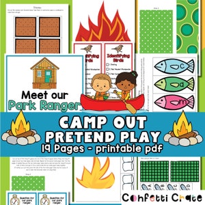 Camping Pretend Play Printable for kids, toddler activities, preschool activities, kindergarten teacher