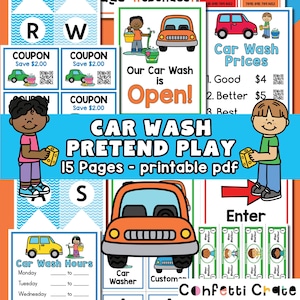 Car Wash Pretend Play Printable for kids, dramatic play, toddler activities, preschool activities, kindergarten teacher